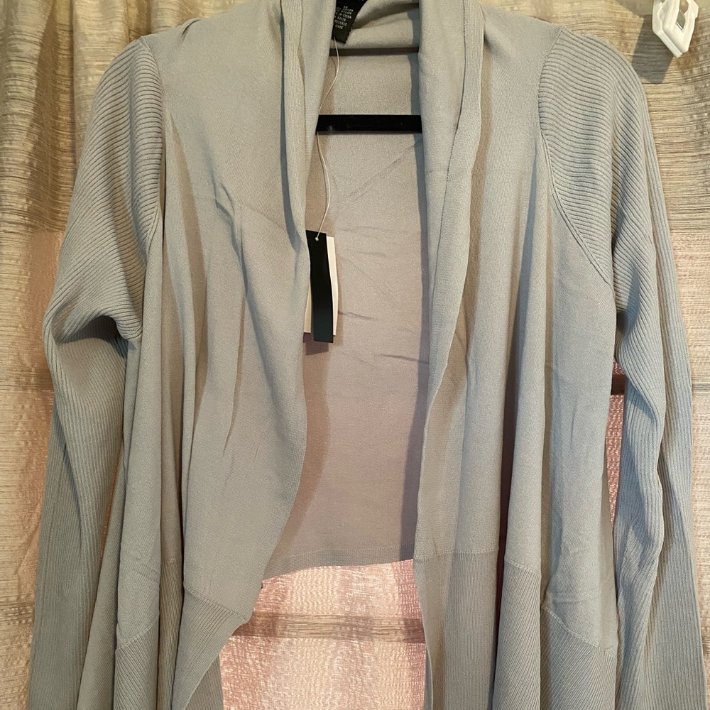 Gray cardigan, short back , long front